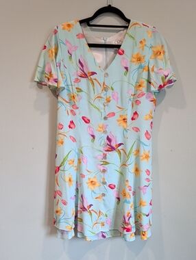 CDC Pastel Blue Floral Button-Front Dress 8